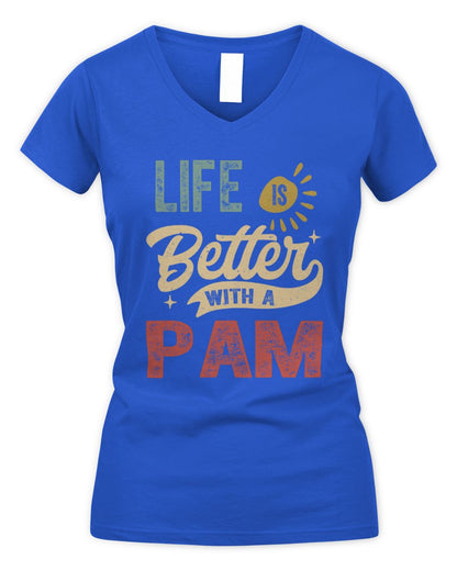 Life Is Better With a Name Personalized Retro T-Shirt PAM-48 / Women's V-Neck T-Shirt / royal
