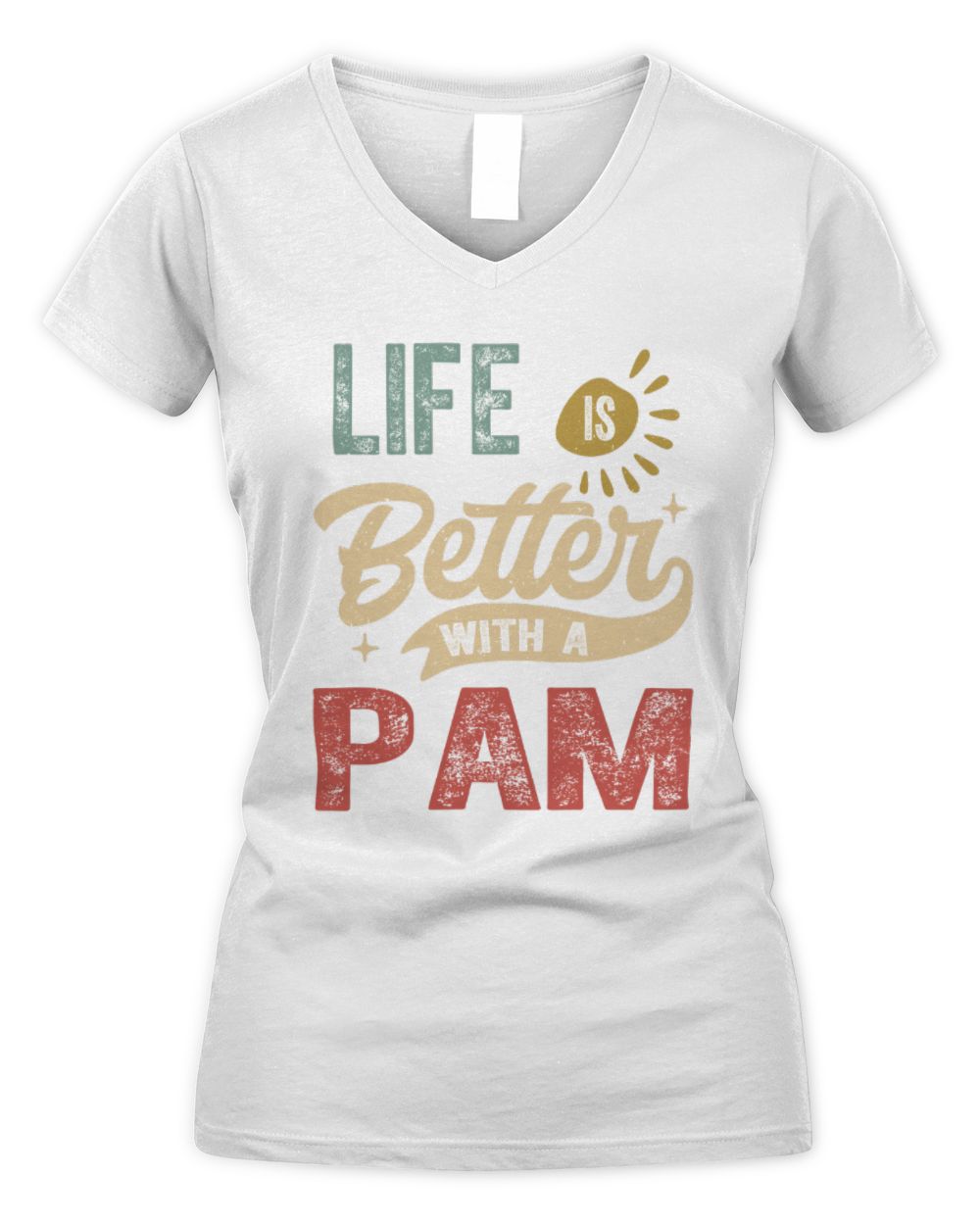 Life Is Better With a Name Personalized Retro T-Shirt PAM-48 / Women's V-Neck T-Shirt / white