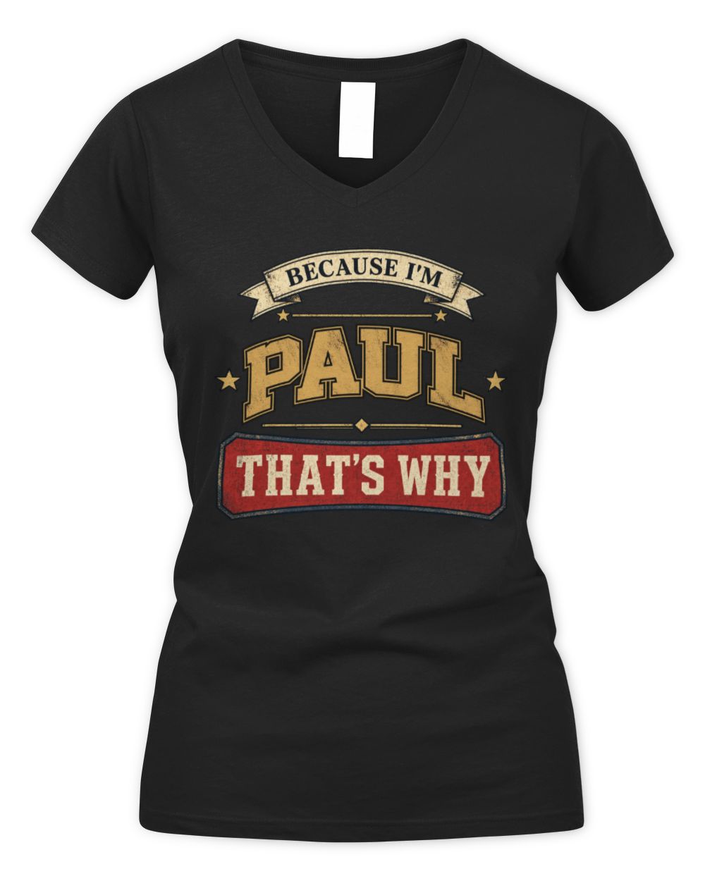 Because I'm Name That's Why Americana T-Shirt PAUL M1-S88 / Women's V-Neck T-Shirt / black