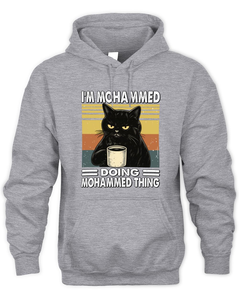 I'm Name Doing Name Thing Grumpy Black Cat Shirt MOHAMMED M1-79 / Unisex Hoodie / sport grey