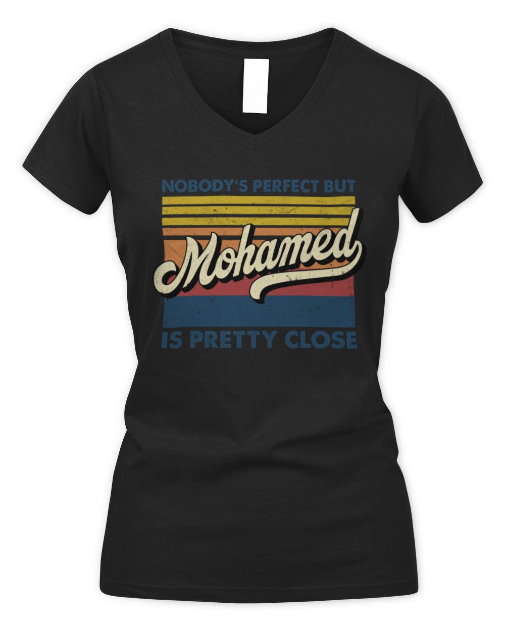 Nobody's Perfect But Your Name Is Pretty Close Retro Shirt MOHAMED M1-65 / Women's V-Neck T-Shirt / black