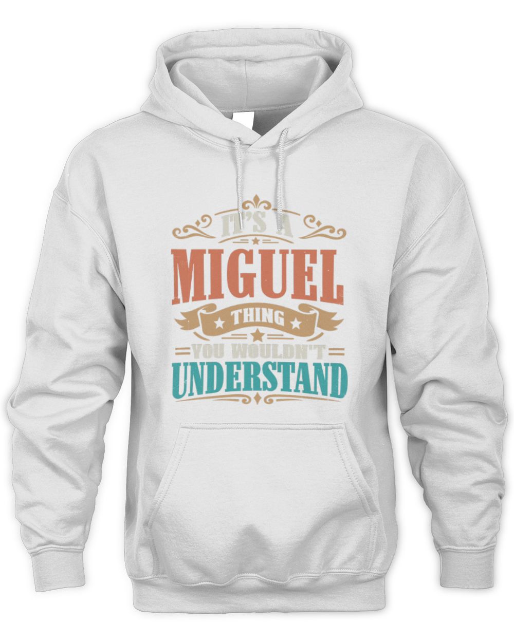 It’s a Name Thing Personalized Retro T-Shirt MIGUEL M1-47 / Unisex Hoodie / white