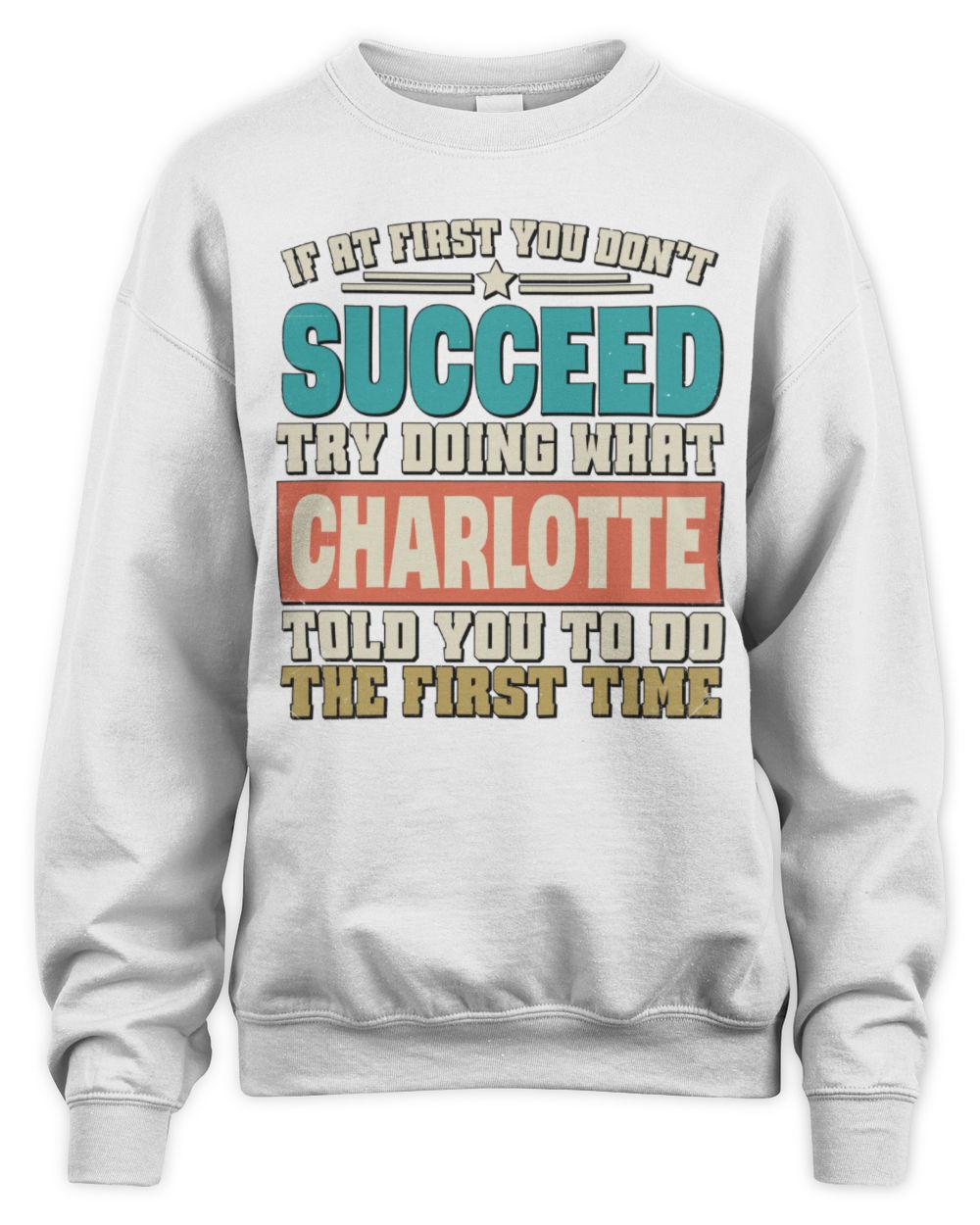 If at First You Don't Succeed Funny Vintage Shirt CHARLOTTE M1-53 / Unisex Sweatshirt / white