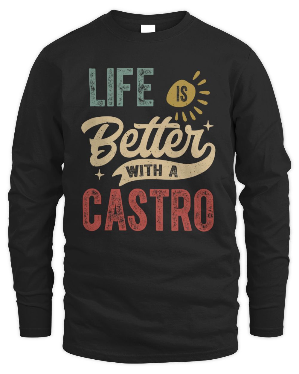Life Is Better With a Name Personalized Retro T-Shirt CASTRO-48 / Men's Long Sleeved T-Shirt / black