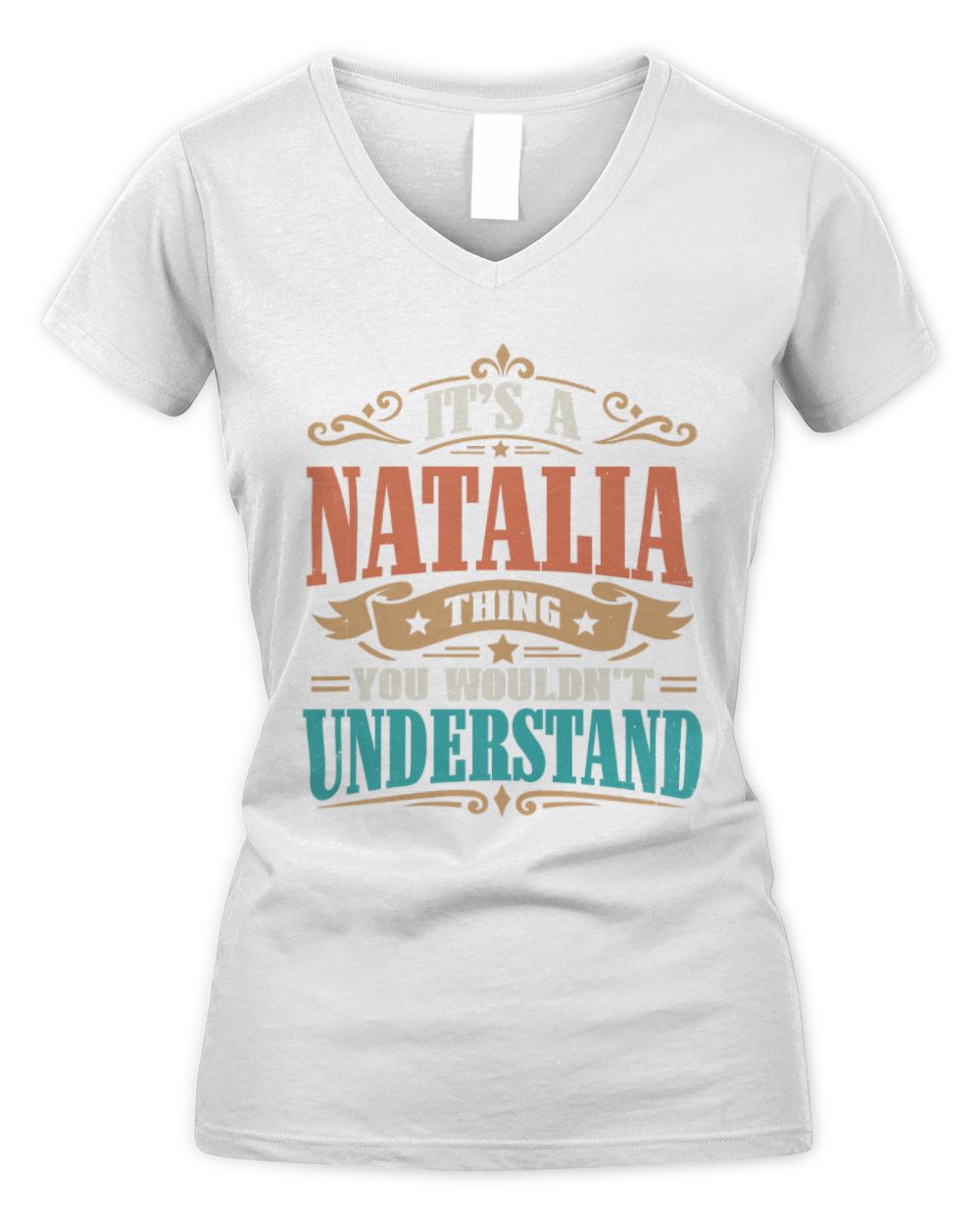 It’s a Name Thing Personalized Retro T-Shirt NATALIA M1-47 / Women's V-Neck T-Shirt / white