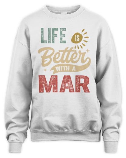 Life Is Better With a Name Personalized Retro T-Shirt MAR-48 / Unisex Sweatshirt / white