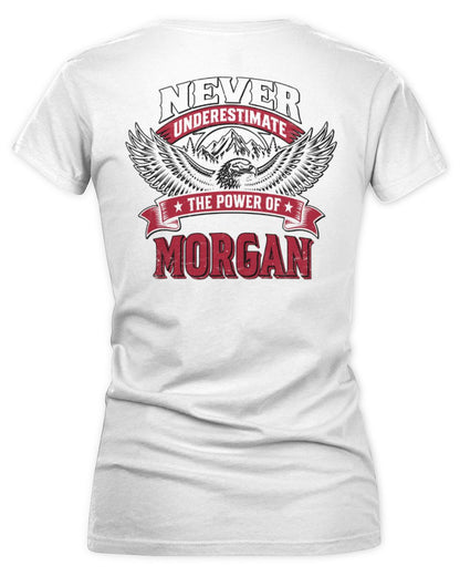 Never Underestimate Your Name Eagle Mountain Shirt MORGAN M1-61 / Women's V-Neck T-Shirt / white