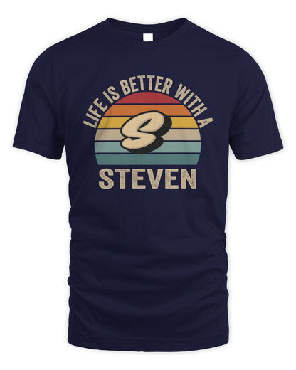 Life Is Better with Name Vintage Sun Shirt STEVEN M1-50 / Unisex Standard T-Shirt / navy