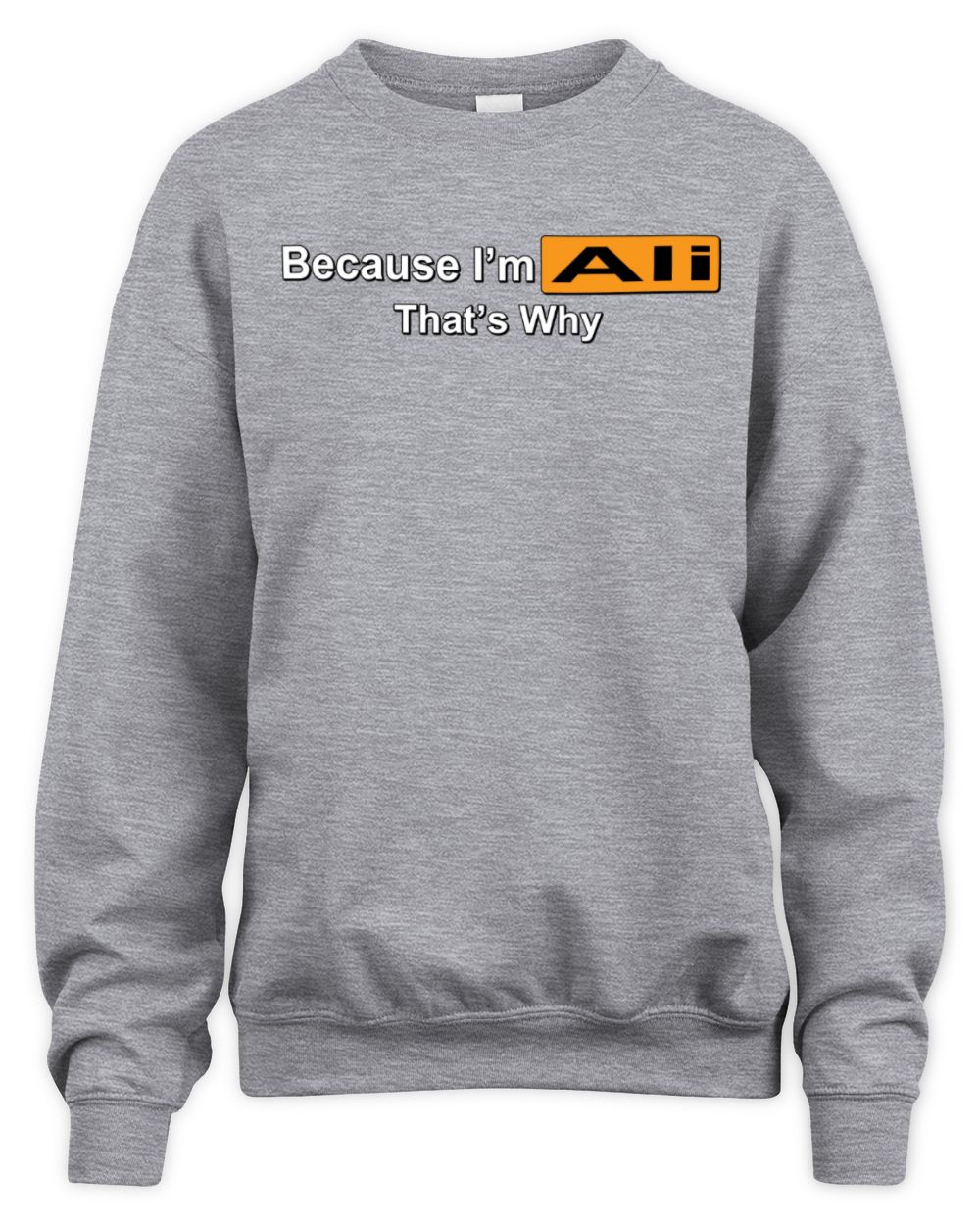 Because I'm Name That's Why Funny Logo T-Shirt ALI M1-S87 / Unisex Sweatshirt / sport grey