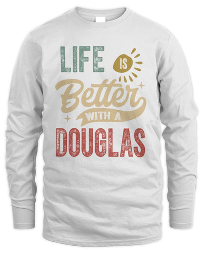 Life Is Better With a Name Personalized Retro T-Shirt DOUGLAS-48 / Men's Long Sleeved T-Shirt / white