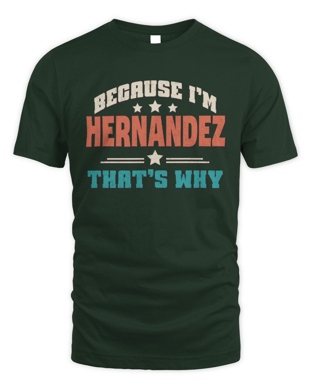 Because I'm Name That's Why Personalized Retro Shirt HERNANDEZ-49 / Unisex Standard T-Shirt / forest green