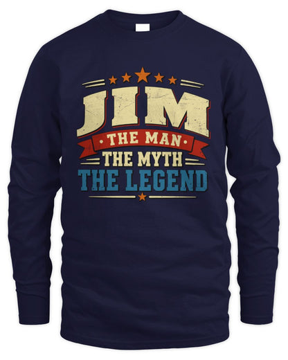 The Man The Myth The Legend Ribbon Vintage T-Shirt JIM M1-56 / Men's Long Sleeved T-Shirt / navy