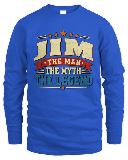 The Man The Myth The Legend Ribbon Vintage T-Shirt JIM M1-56 / Men's Long Sleeved T-Shirt / royal