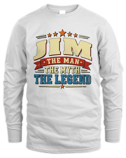 The Man The Myth The Legend Ribbon Vintage T-Shirt JIM M1-56 / Men's Long Sleeved T-Shirt / white