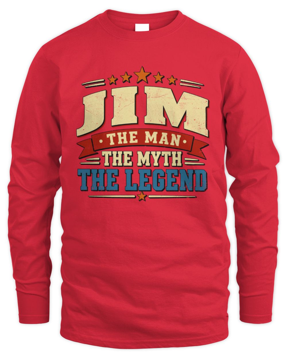 The Man The Myth The Legend Ribbon Vintage T-Shirt JIM M1-56 / Men's Long Sleeved T-Shirt / red