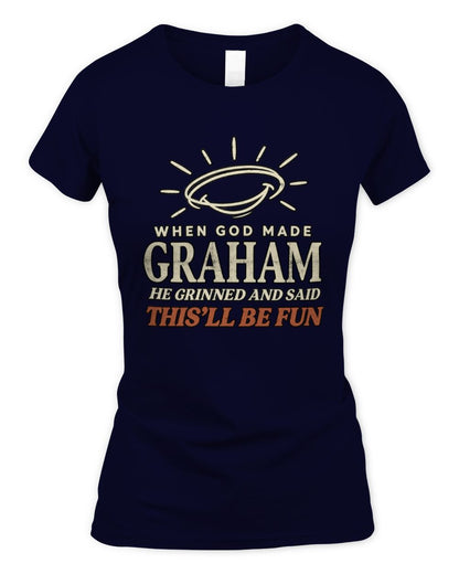 When God Made Your Name Funny Western T-Shirt T-Shirt GRAHAM M1-S82 / Women's Standard T-Shirt / navy