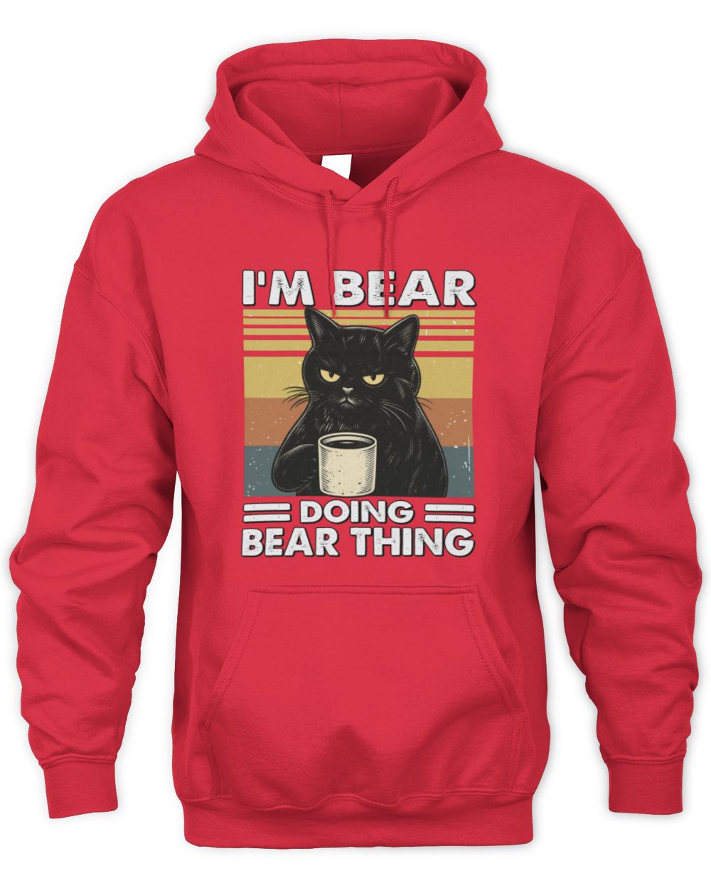 I'm Name Doing Name Thing Grumpy Black Cat Shirt BEAR M1-79 / Unisex Hoodie / red