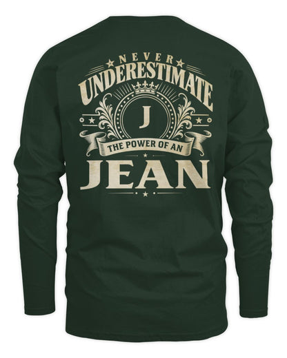 Never Underestimate Your Name Luxury Logo Shirt JEAN M1-63 / Men's Long Sleeved T-Shirt / forest green