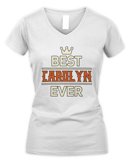 Best Your Name With Crown Shirt CAROLYN M1-59 / Women's V-Neck T-Shirt / white