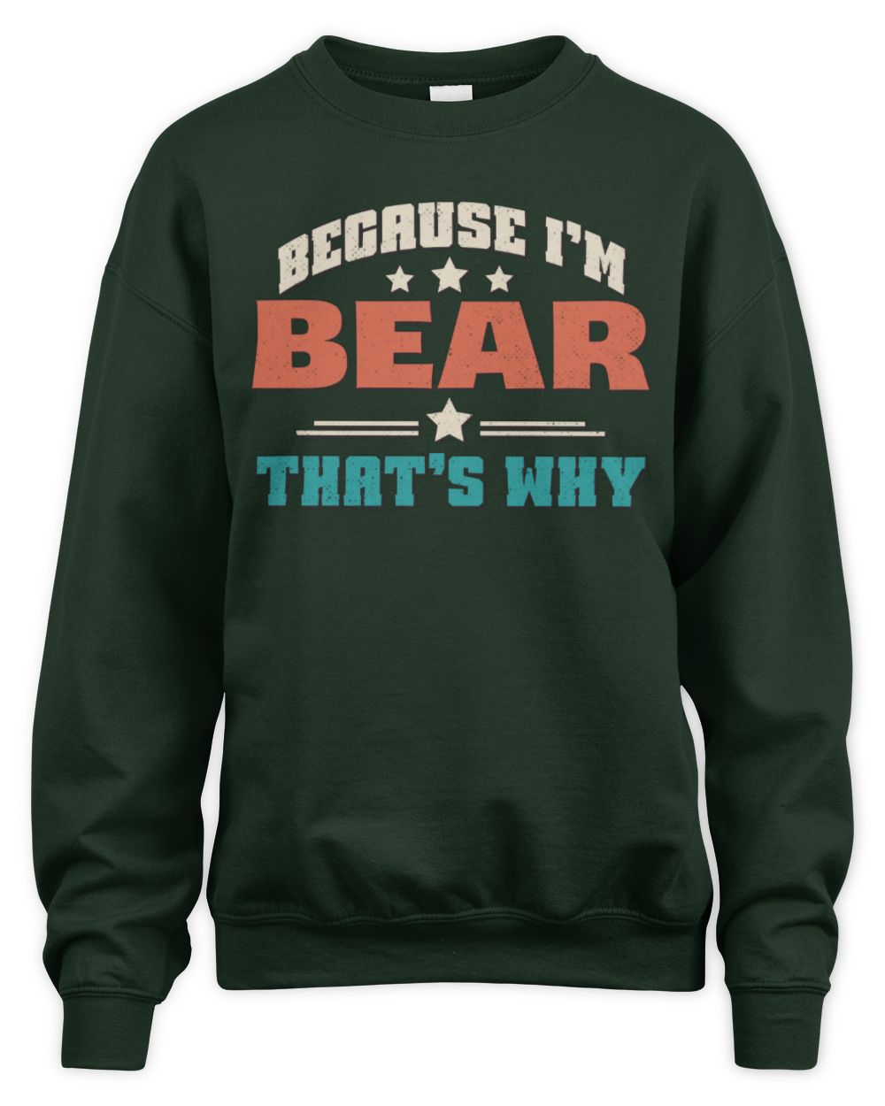 Because I'm Name That's Why Personalized Retro Shirt BEAR-49 / Unisex Sweatshirt / forest green