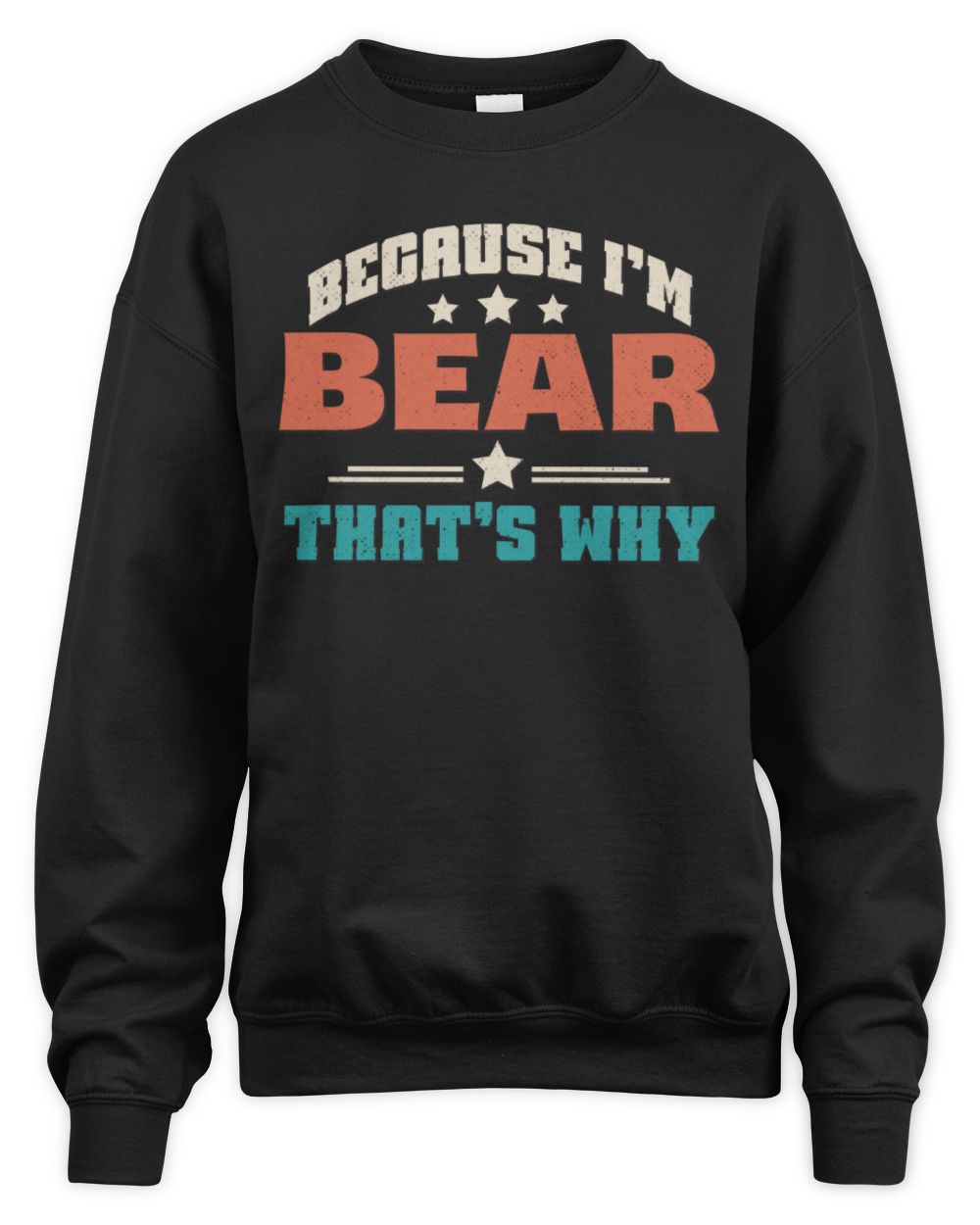Because I'm Name That's Why Personalized Retro Shirt BEAR-49 / Unisex Sweatshirt / black