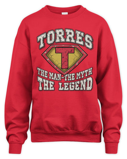 The Man The Myth The Legend Superman Graphic T-Shirt TORRES M1-74 / Unisex Sweatshirt / red