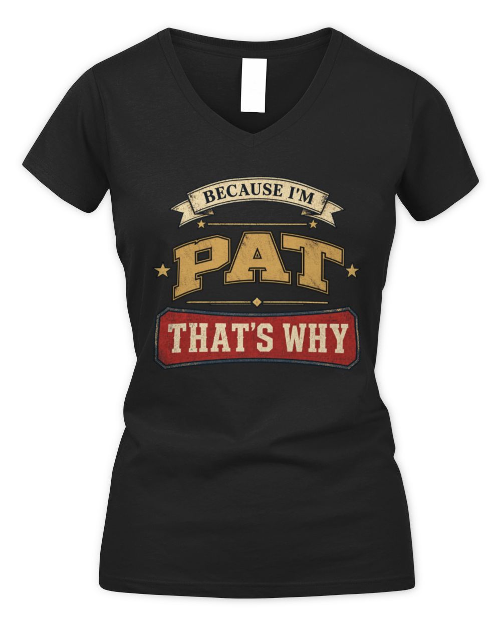 Because I'm Name That's Why Americana T-Shirt PAT M1-S88 / Women's V-Neck T-Shirt / black