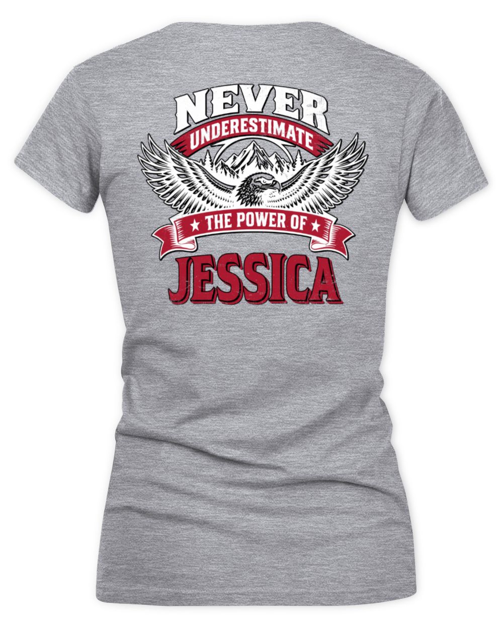 Never Underestimate Your Name Eagle Mountain Shirt JESSICA M1-61 / Women's V-Neck T-Shirt / sport grey
