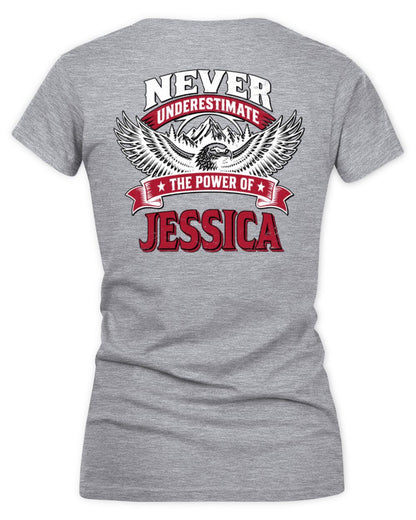 Never Underestimate Your Name Eagle Mountain Shirt JESSICA M1-61 / Women's V-Neck T-Shirt / sport grey