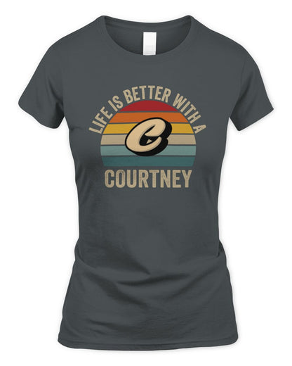 Life Is Better with Name Vintage Sun Shirt COURTNEY M1-50 / Women's Standard T-Shirt / charcoal