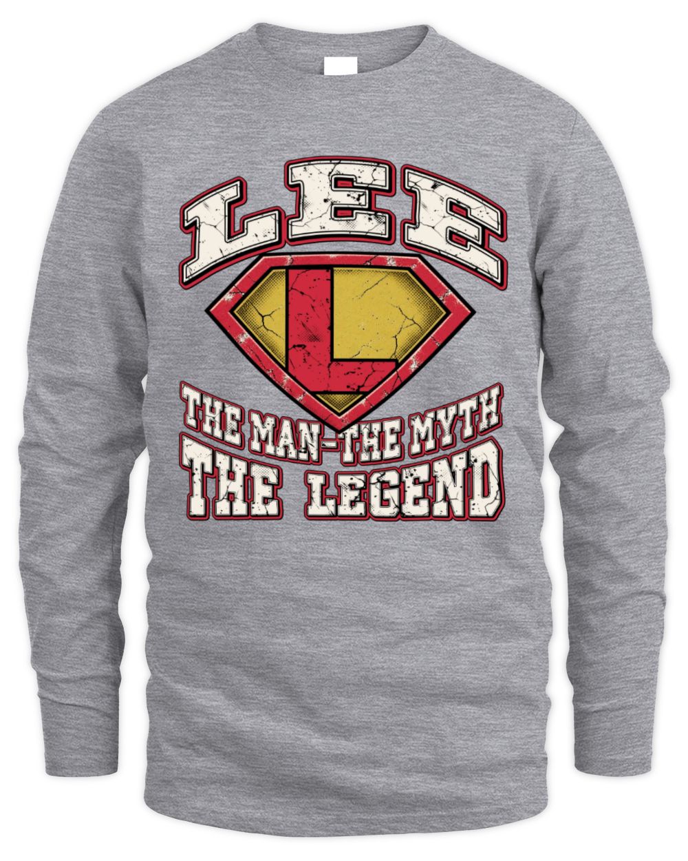 The Man The Myth The Legend Superman Graphic T-Shirt LEE M1-74 / Men's Long Sleeved T-Shirt / sport grey