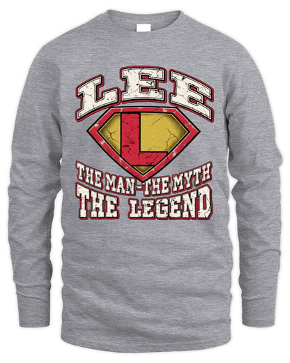 The Man The Myth The Legend Superman Graphic T-Shirt LEE M1-74 / Men's Long Sleeved T-Shirt / sport grey