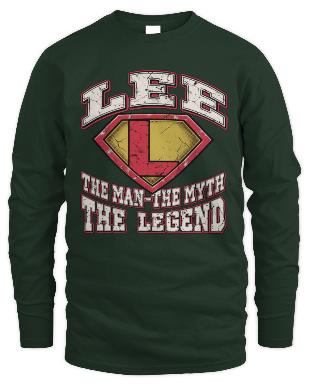 The Man The Myth The Legend Superman Graphic T-Shirt LEE M1-74 / Men's Long Sleeved T-Shirt / forest green
