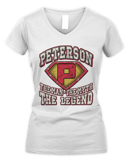 The Man The Myth The Legend Superman Graphic T-Shirt PETERSON M1-74 / Women's V-Neck T-Shirt / white