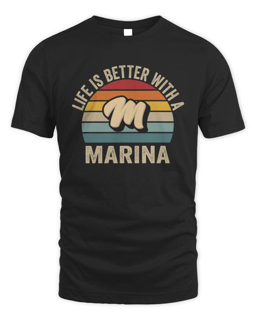 Life Is Better with Name Vintage Sun Shirt MARINA M1-50 / Unisex Standard T-Shirt / black