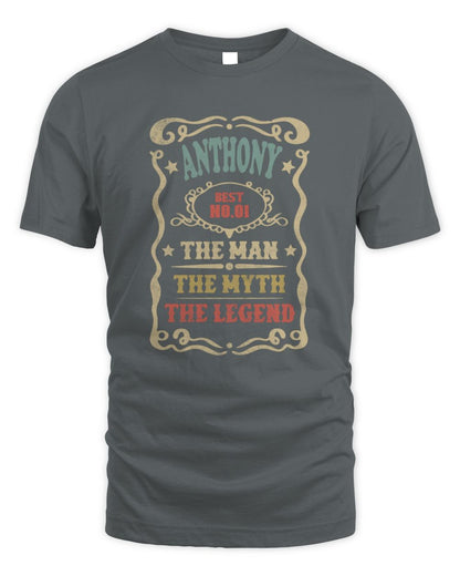 The Man The Myth The Legend Vintage Gold Wine Shirt ANTHONY M1-52 / Unisex Standard T-Shirt / charcoal