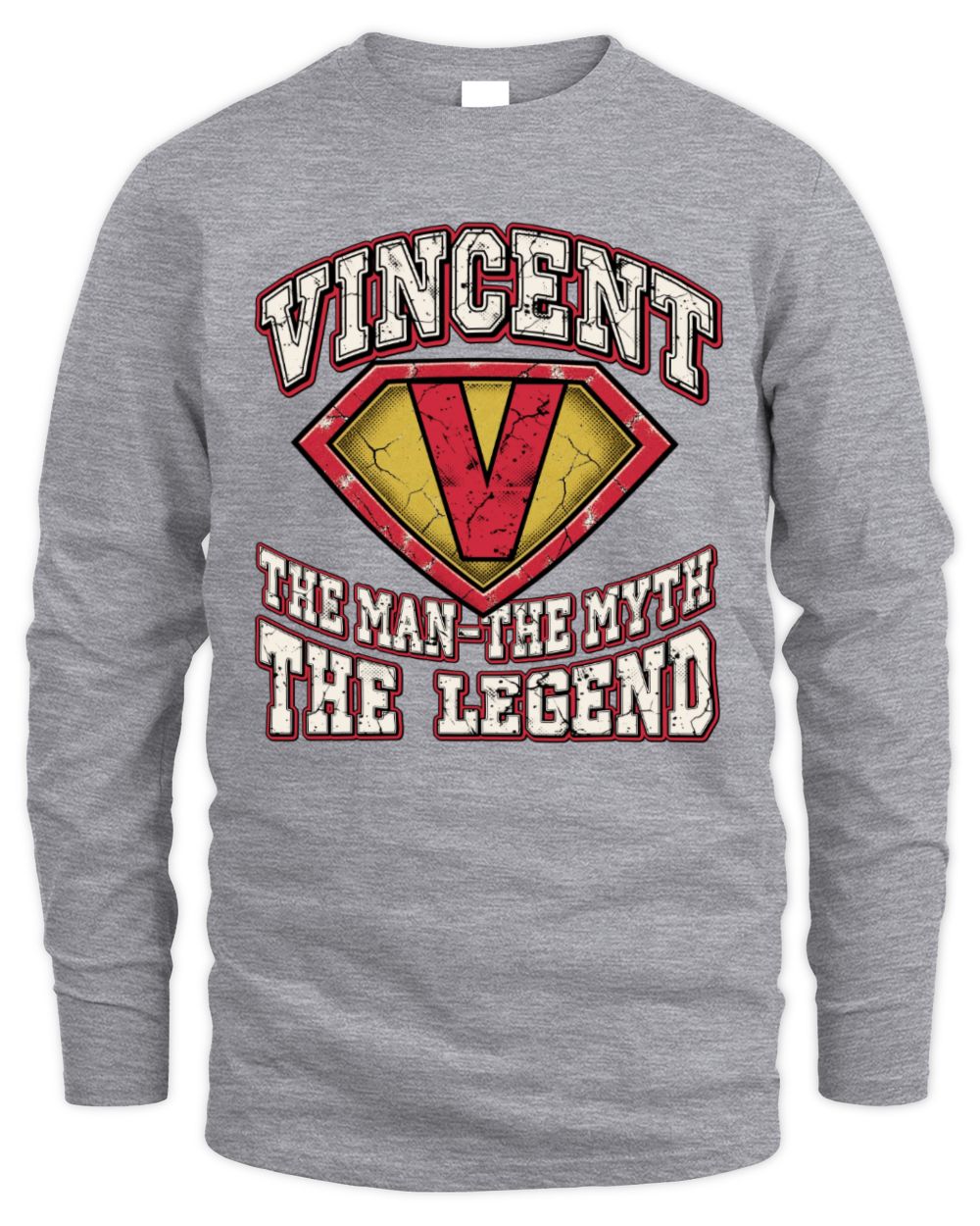 The Man The Myth The Legend Superman Graphic T-Shirt VINCENT M1-74 / Men's Long Sleeved T-Shirt / sport grey