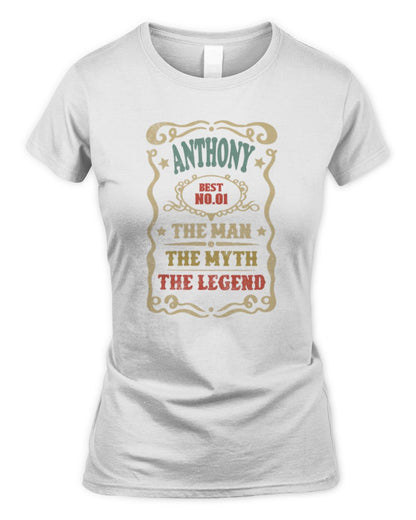 The Man The Myth The Legend Vintage Gold Wine Shirt ANTHONY M1-52 / Women's Standard T-Shirt / white