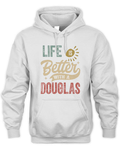 Life Is Better With a Name Personalized Retro T-Shirt DOUGLAS-48 / Unisex Hoodie / white