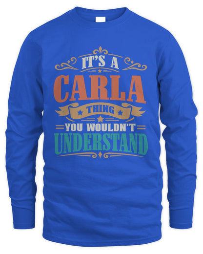 It’s a Name Thing Personalized Retro T-Shirt CARLA M1-47 / Men's Long Sleeved T-Shirt / royal