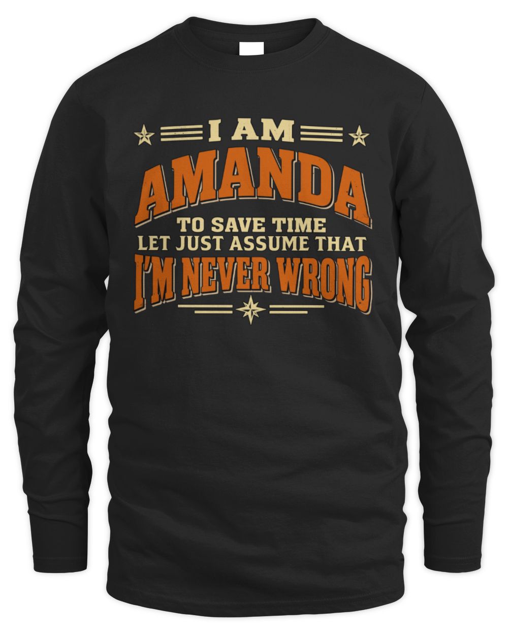 I'm Name Let's Just Assume I'm Never Wrong Retro Shirt AMANDA M1-64 / Men's Long Sleeved T-Shirt / black