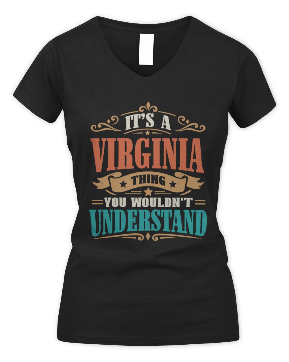 It’s a Name Thing Personalized Retro T-Shirt VIRGINIA M1-47 / Women's V-Neck T-Shirt / black