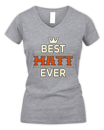 Best Your Name With Crown Shirt MATT M1-59 / Women's V-Neck T-Shirt / sport grey