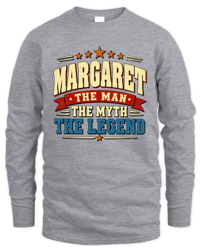 The Man The Myth The Legend Ribbon Vintage T-Shirt MARGARET M1-56 / Men's Long Sleeved T-Shirt / sport grey