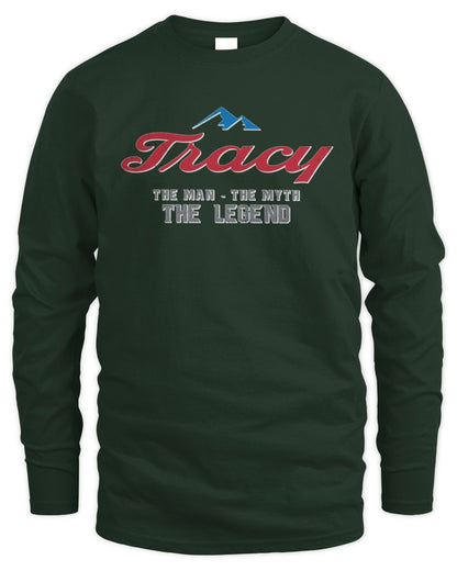 The Man The Myth The Legend Coors Light Beer T-Shirt TRACY M1-S84 / Men's Long Sleeved T-Shirt / forest green