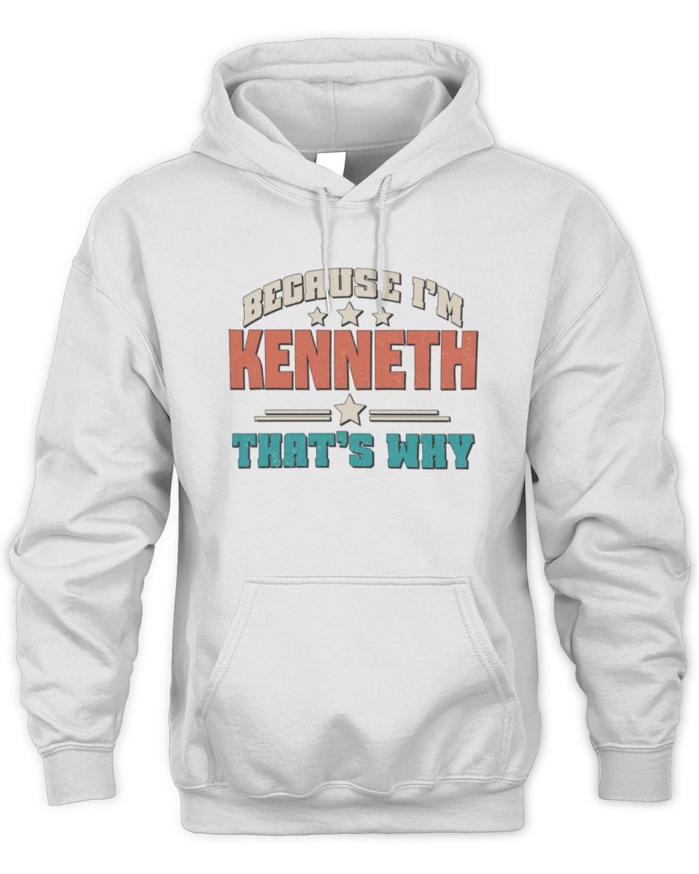 Because I'm Name That's Why Personalized Retro Shirt KENNETH-49 / Unisex Hoodie / white