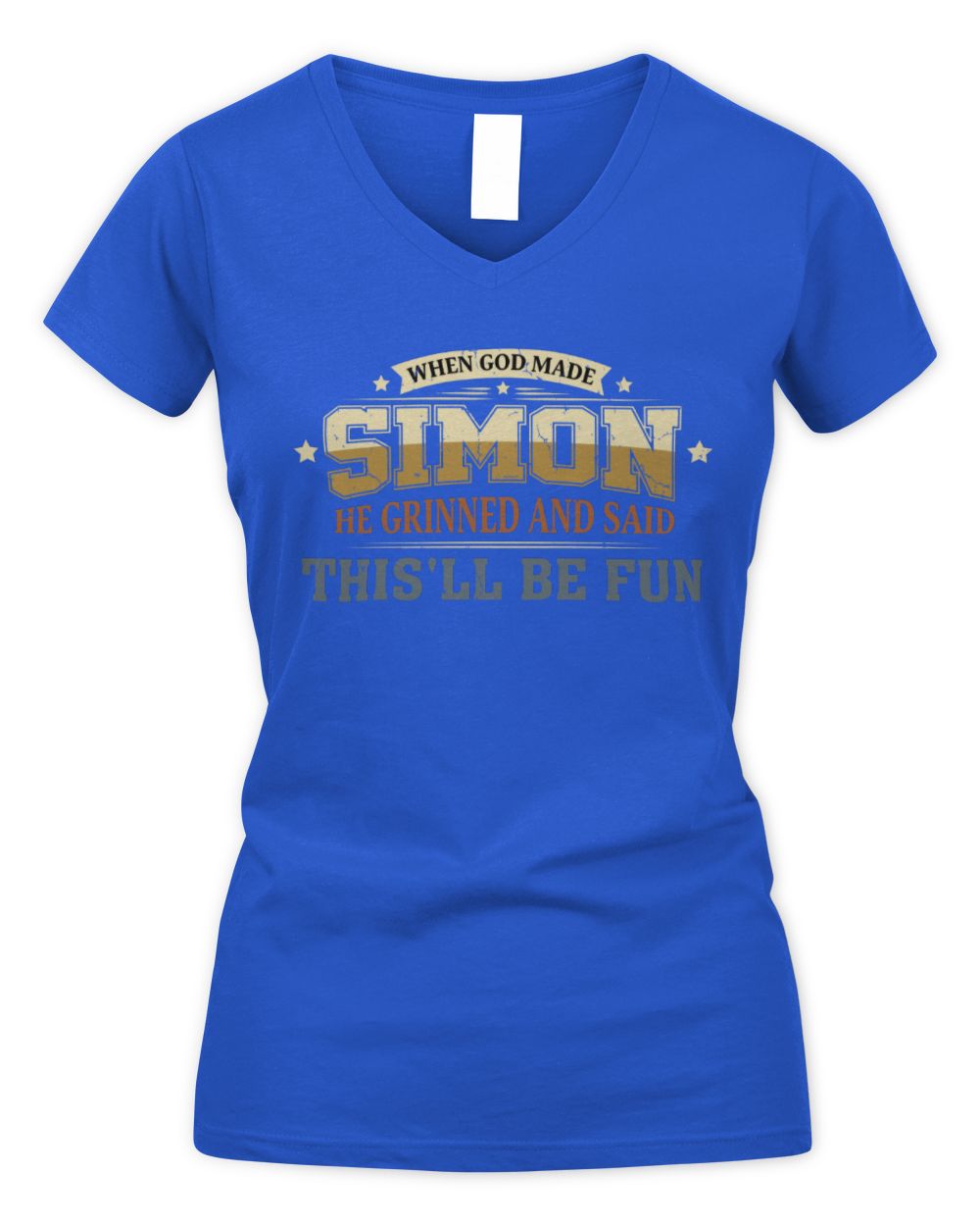 When God Made Your Name Funny Heritage T-Shirt SIMON M1-80 / Women's V-Neck T-Shirt / royal