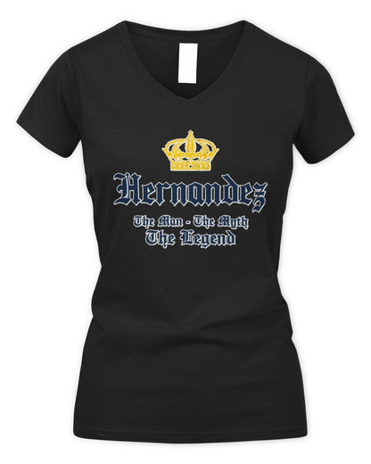 The Man The Myth The Legend Corona Beer T-Shirt HERNANDEZ M1-S83 / Women's V-Neck T-Shirt / black