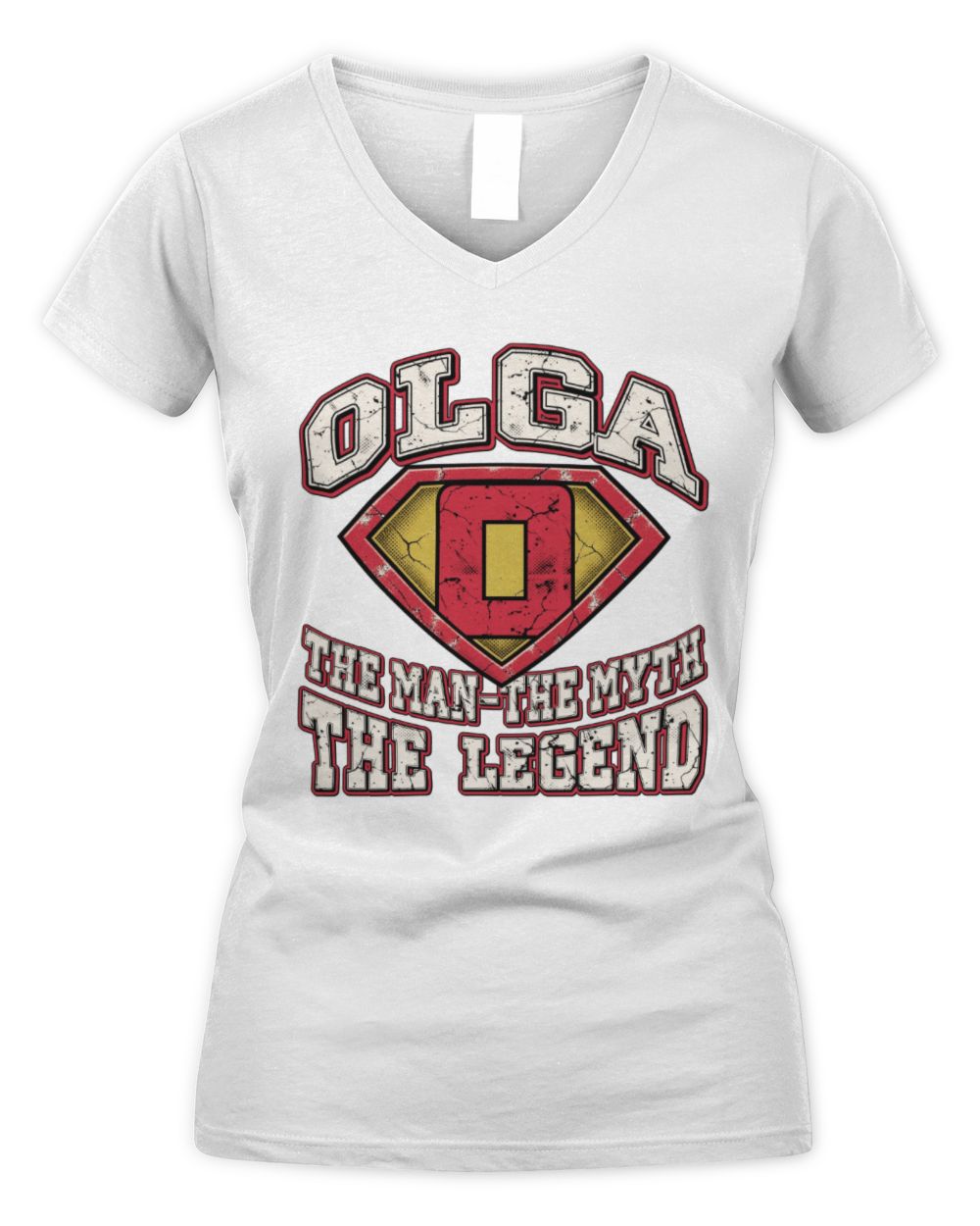 The Man The Myth The Legend Superman Graphic T-Shirt OLGA M1-74 / Women's V-Neck T-Shirt / white
