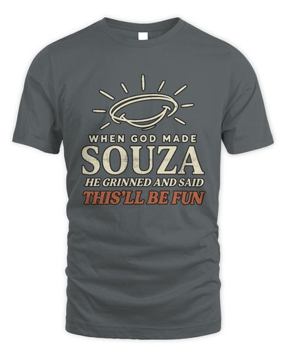 When God Made Your Name Funny Western T-Shirt T-Shirt SOUZA M1-S82 / Unisex Standard T-Shirt / charcoal